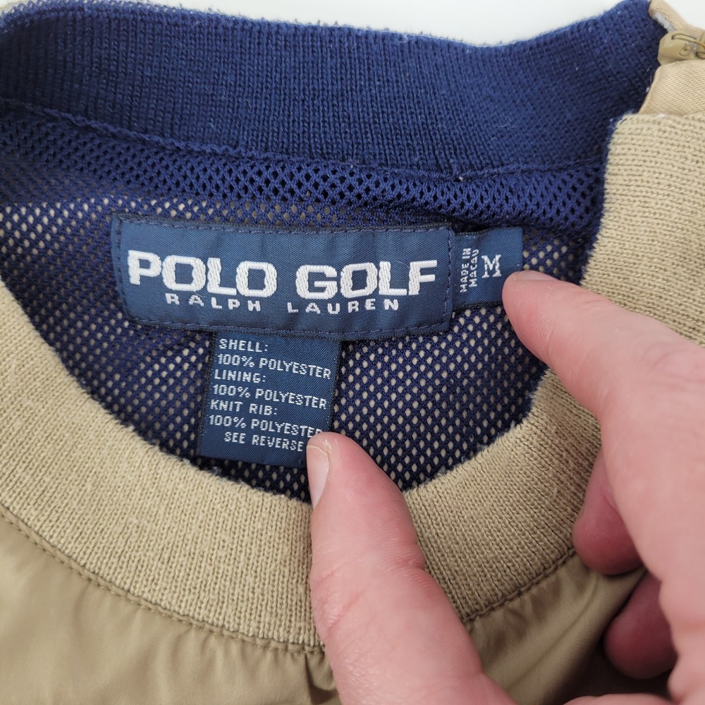 [READ] Polo Golf Ralph Lauren Windshirt Mens Medium Tan Crest Pullover Jacket - Picture 4 of 9